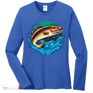 Catch Fish Eating Worm Funny Fishing Women's Long Sleeve Shirt