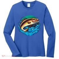 Catch Fish Eating Worm Funny Fishing Women's Long Sleeve Shirt thumb 0
