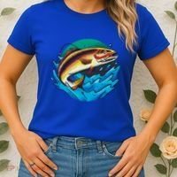 Catch Fish Eating Worm Funny Fishing Women's T-Shirt thumb 2
