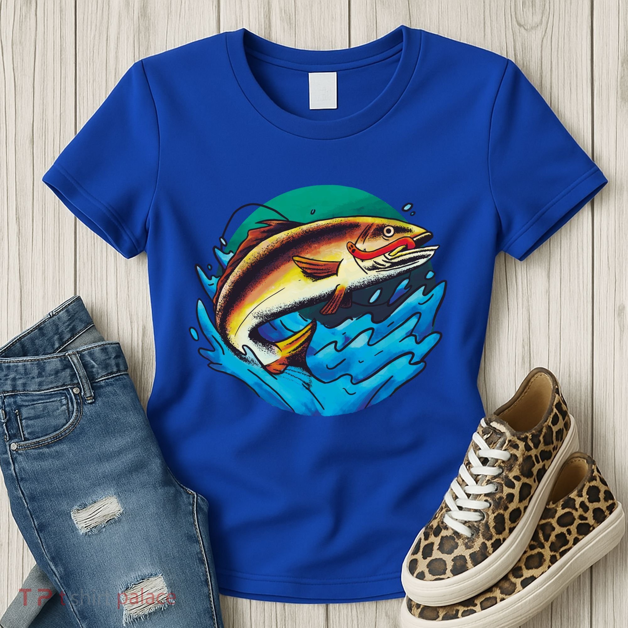 Catch Fish Eating Worm Funny Fishing Women's T-Shirt