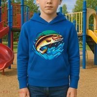 Catch Fish Eating Worm Funny Fishing Kids Hoodie thumb 2
