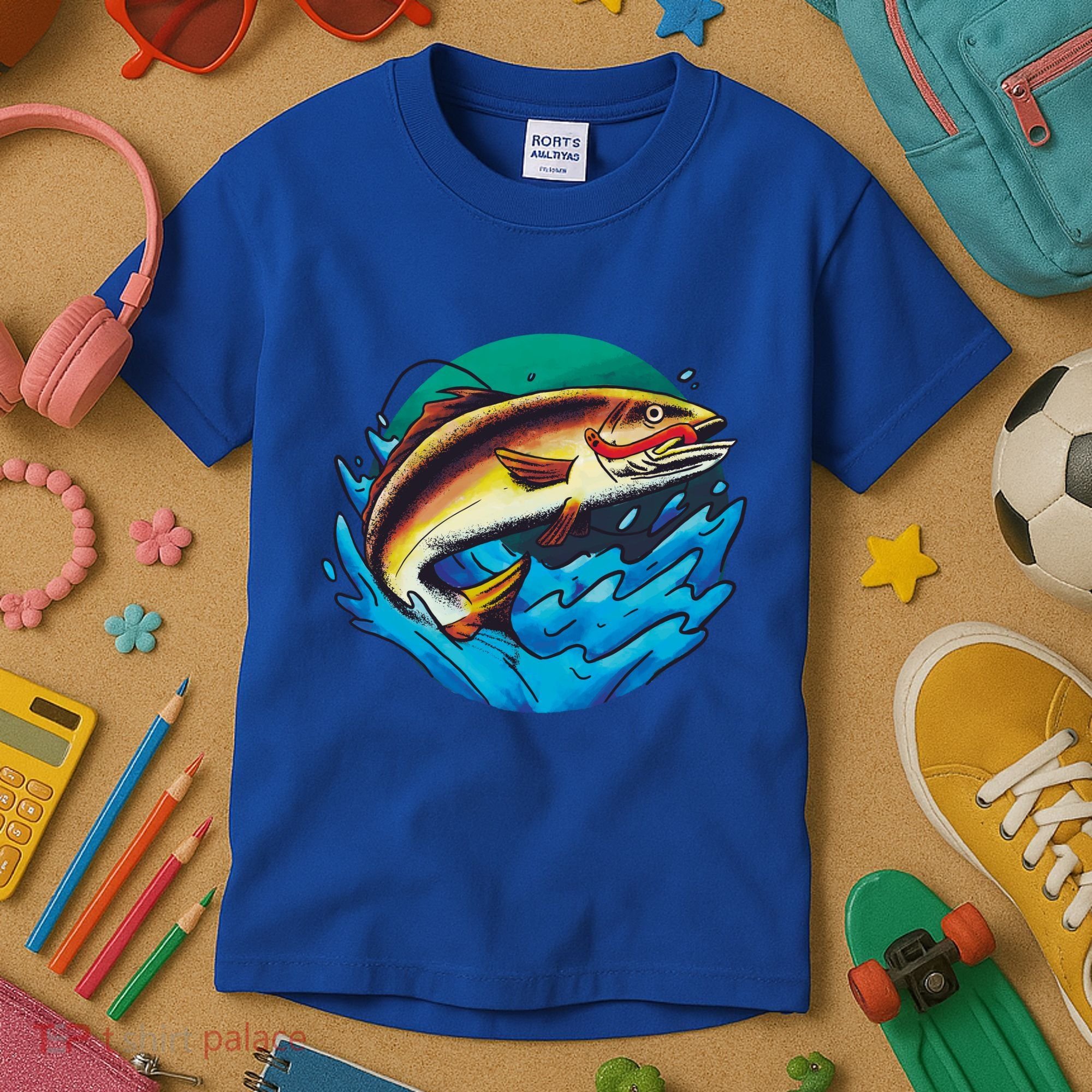 Catch Fish Eating Worm Funny Fishing Kids T-Shirt