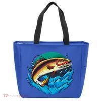 Catch Fish Eating Worm Funny Fishing Tote Bag thumb 0