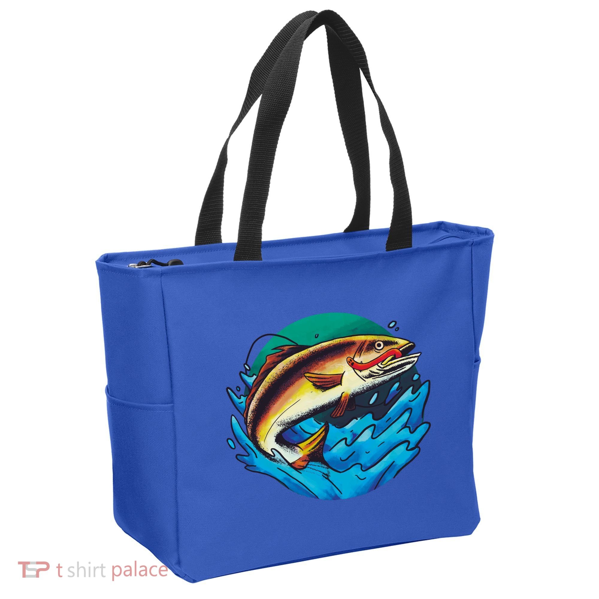 Catch Fish Eating Worm Funny Fishing Tote Bag