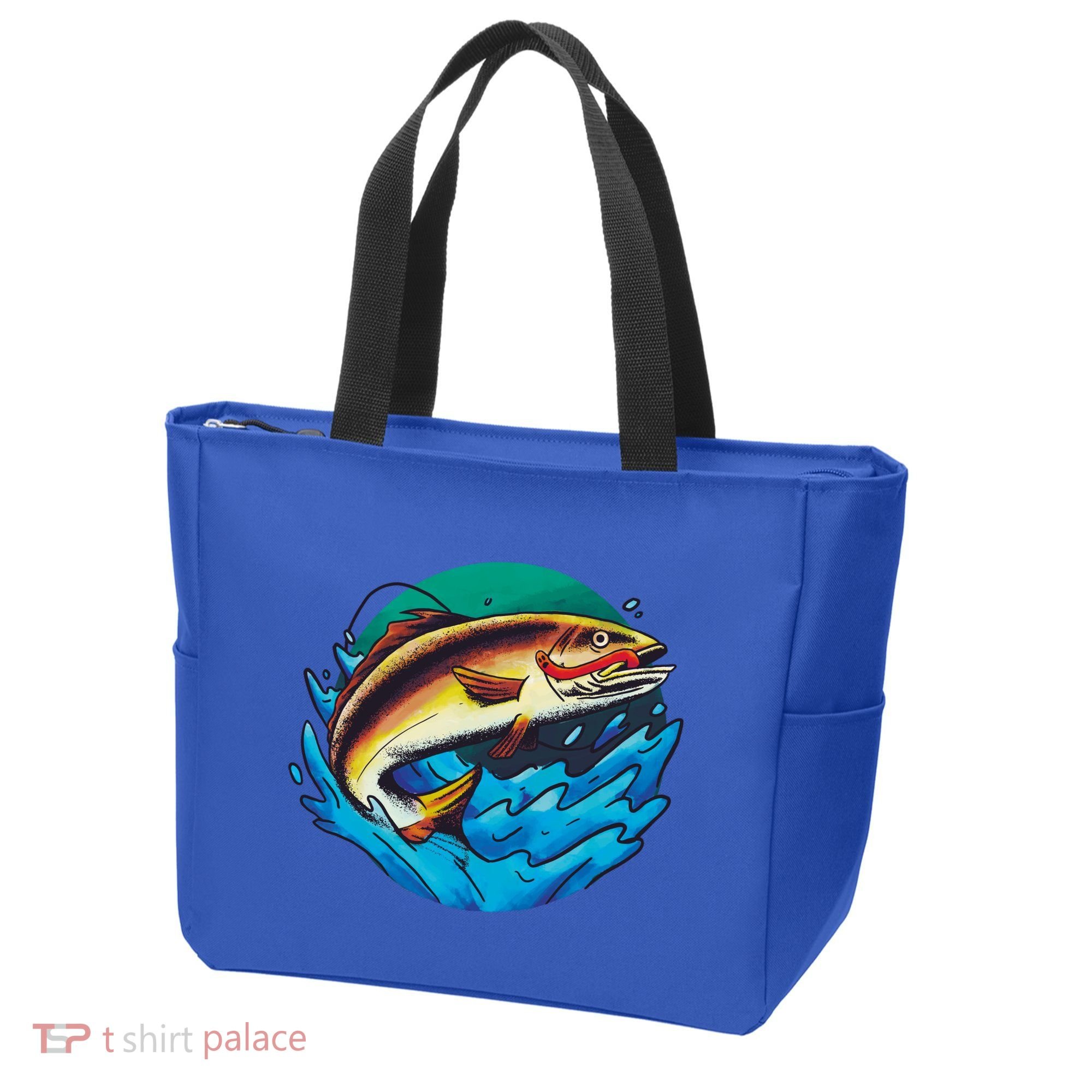 Catch Fish Eating Worm Funny Fishing Tote Bag