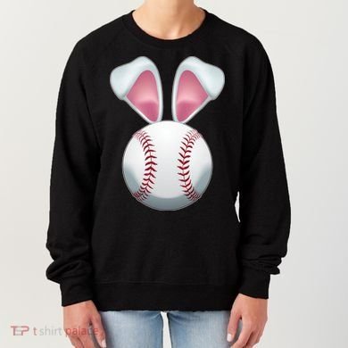 Cute Funny Easter Bunny Baseball Women's Sweatshirt