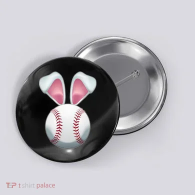 Cute Funny Easter Bunny Baseball Button
