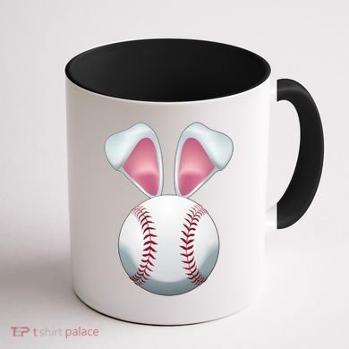Cute Funny Easter Bunny Baseball Coffee Mug back