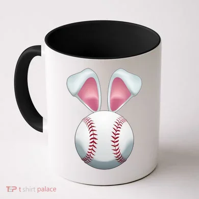 Cute Funny Easter Bunny Baseball Coffee Mug