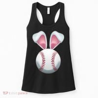 Cute Funny Easter Bunny Baseball Women's Tank Top thumb 0