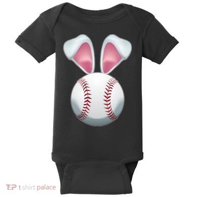 Cute Funny Easter Bunny Baseball Baby Bodysuit