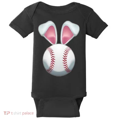 Cute Funny Easter Bunny Baseball Baby Bodysuit