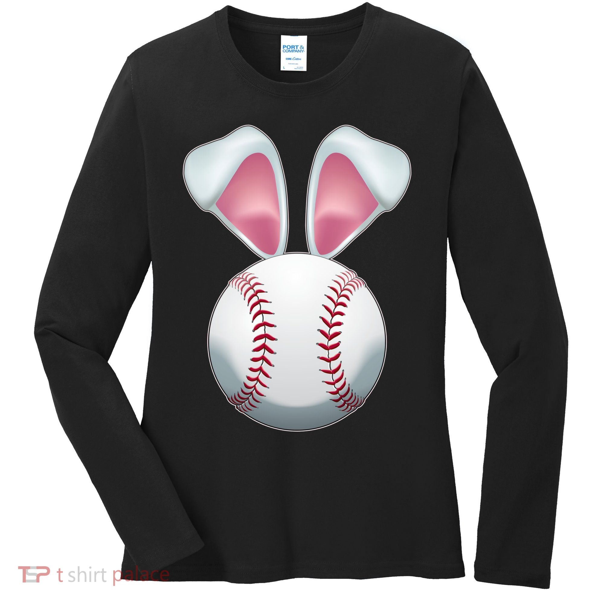 Cute Funny Easter Bunny Baseball Women's Long Sleeve Shirt