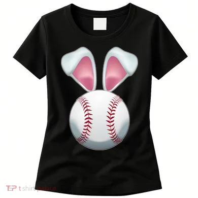 Cute Funny Easter Bunny Baseball Women's T-Shirt