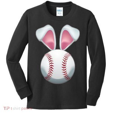 Cute Funny Easter Bunny Baseball Kids Long Sleeve Shirt