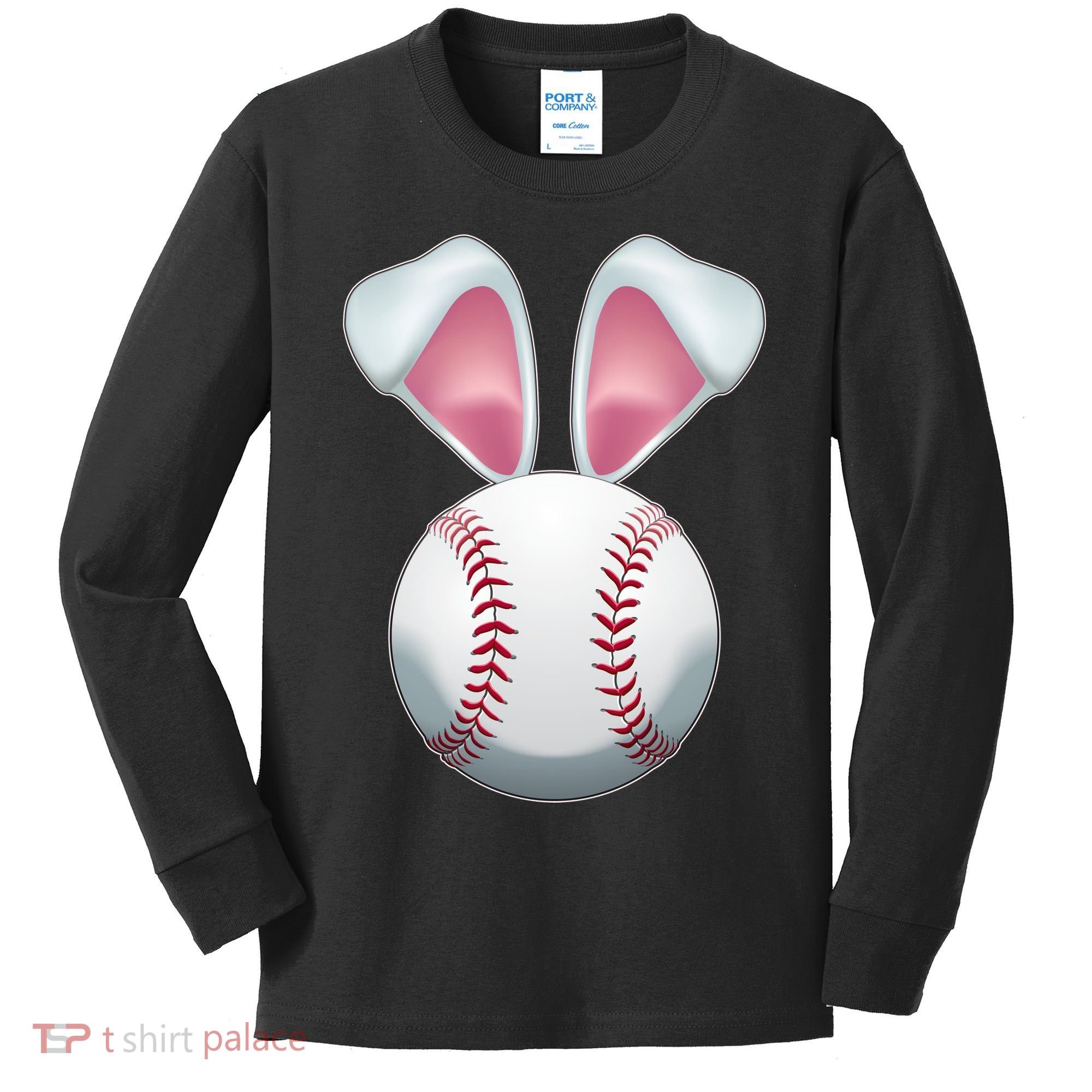 Cute Funny Easter Bunny Baseball Kids Long Sleeve Shirt