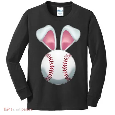 Cute Funny Easter Bunny Baseball Kids Long Sleeve Shirt