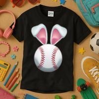 Cute Funny Easter Bunny Baseball Kids T-Shirt thumb 3