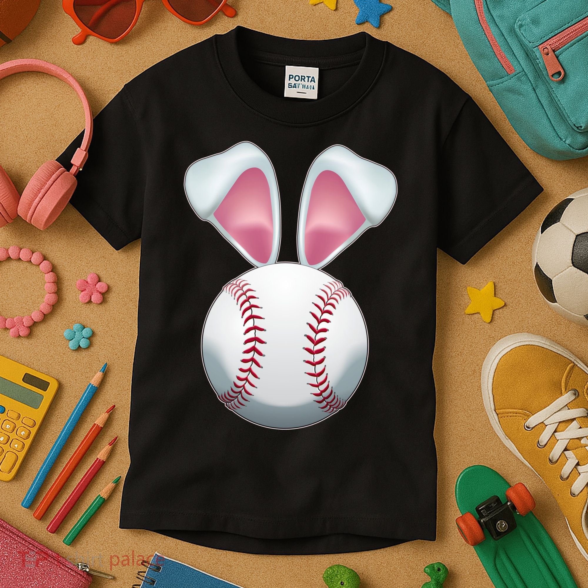 Cute Funny Easter Bunny Baseball Kids T-Shirt