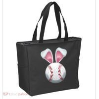 Cute Funny Easter Bunny Baseball Tote Bag thumb 2