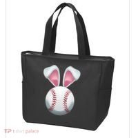 Cute Funny Easter Bunny Baseball Tote Bag thumb 3