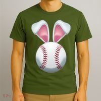 Cute Funny Easter Bunny Baseball T-Shirt thumb 3