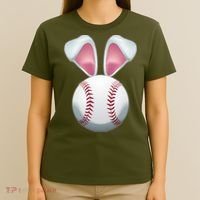 Cute Funny Easter Bunny Baseball T-Shirt thumb 4
