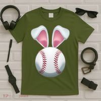 Cute Funny Easter Bunny Baseball T-Shirt thumb 5