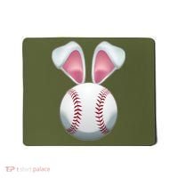 Cute Funny Easter Bunny Baseball Mousepad thumb 0