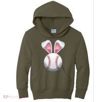 Cute Funny Easter Bunny Baseball Kids Hoodie thumb 0