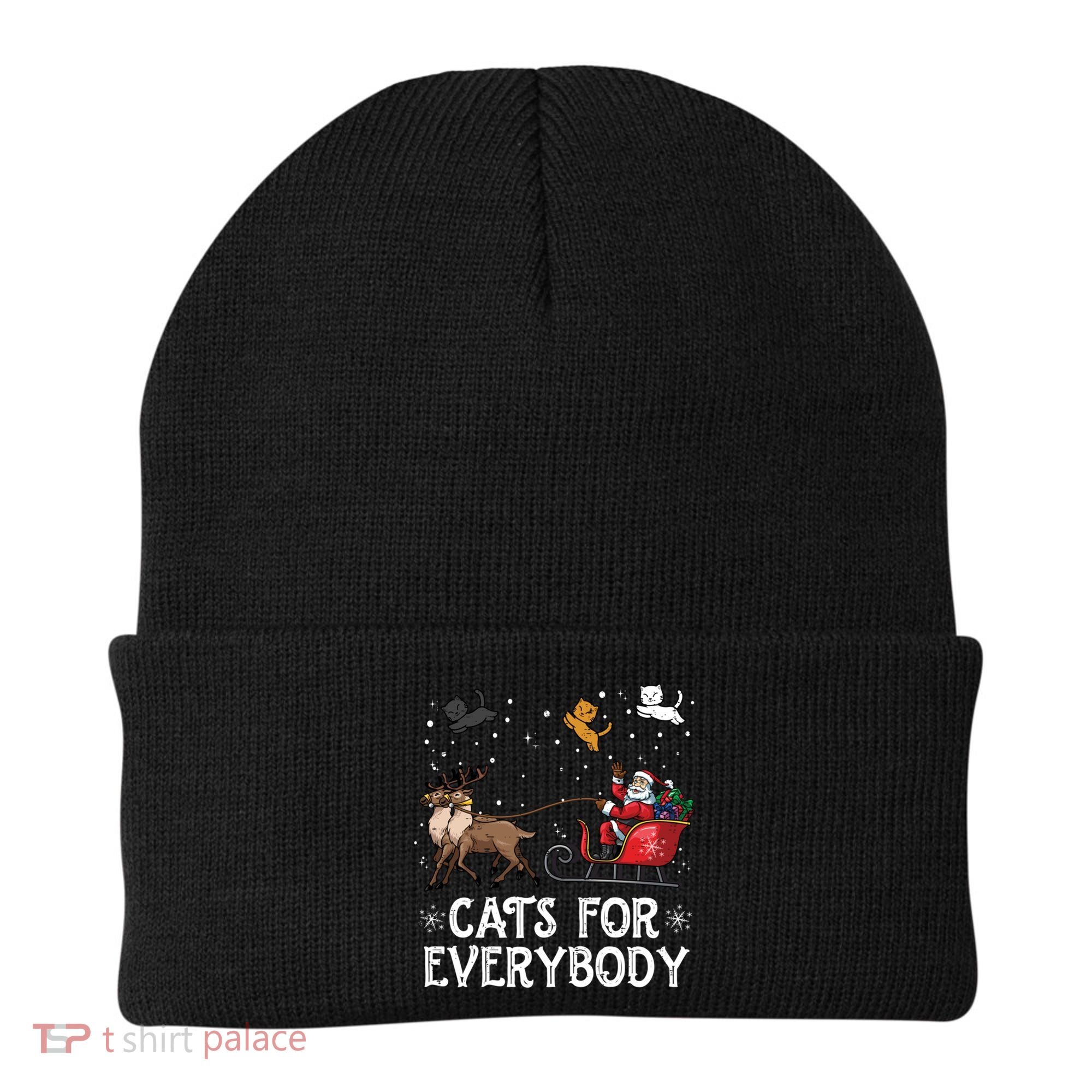 Cats For Everybody Christmas Cat Funny Xmas Santa Funny Gift Beanie