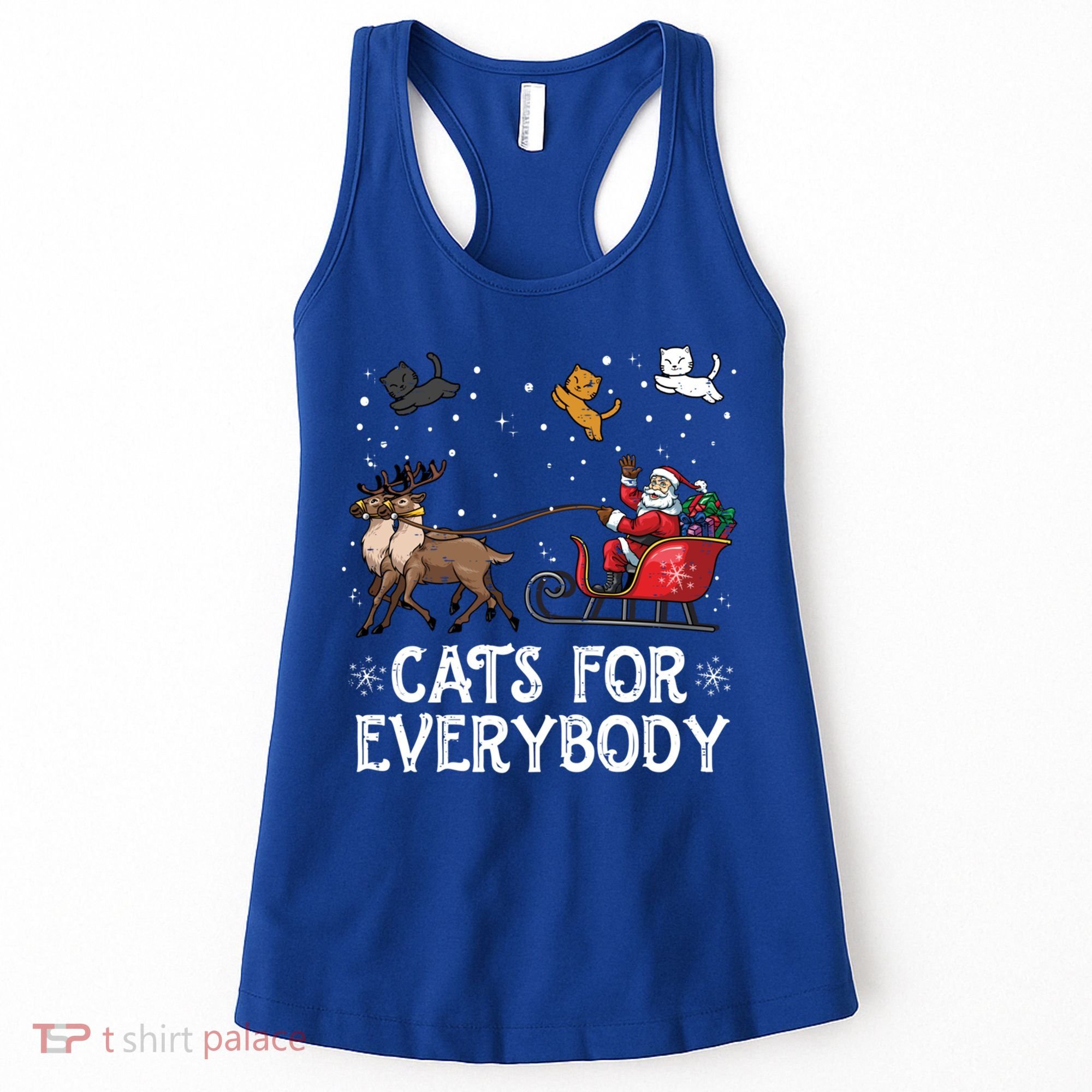 Cats For Everybody Christmas Cat Funny Xmas Santa Funny Gift Women's Tank Top