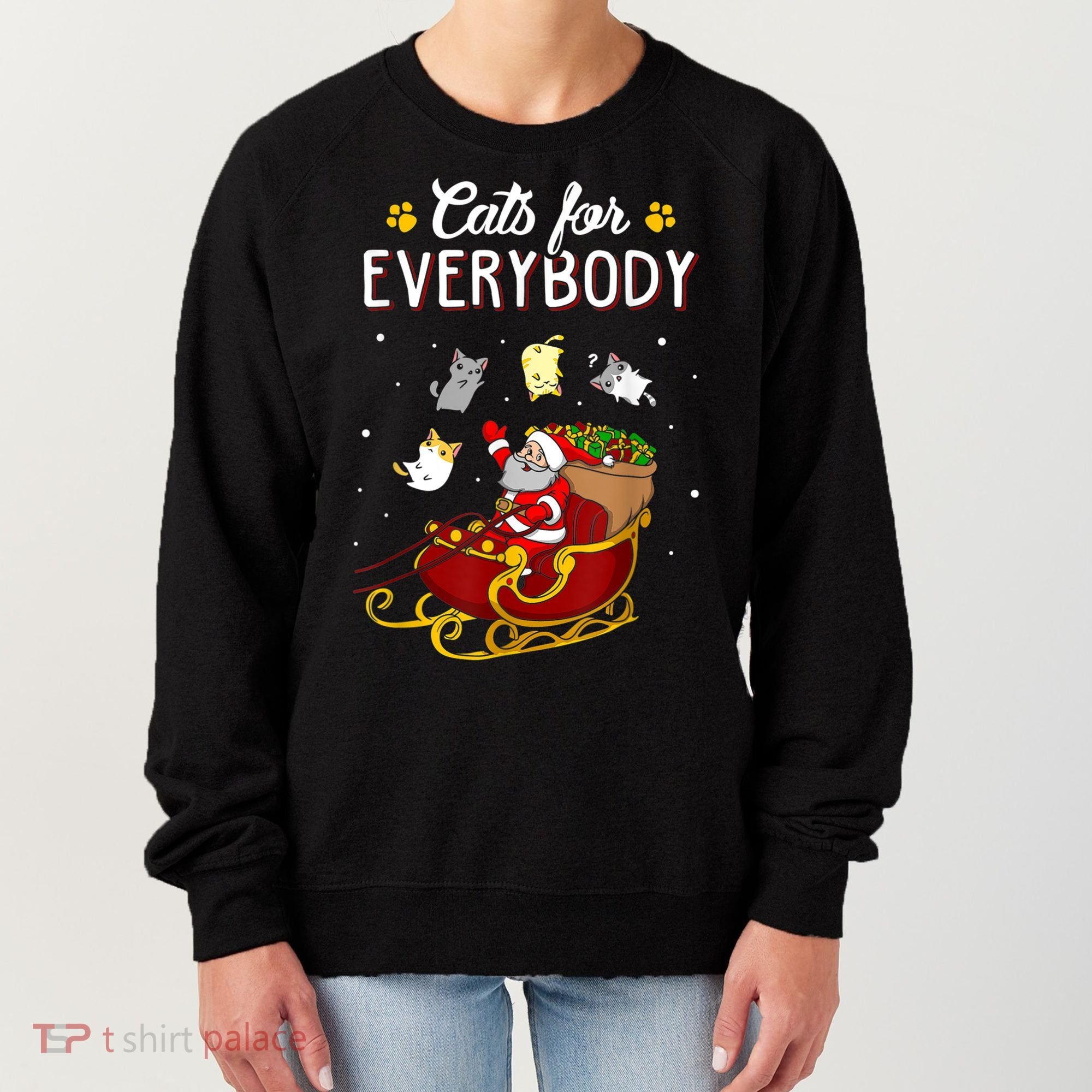 Cats For Everybody Ugly Christmas Cat Funny Xmas Women's Sweatshirt