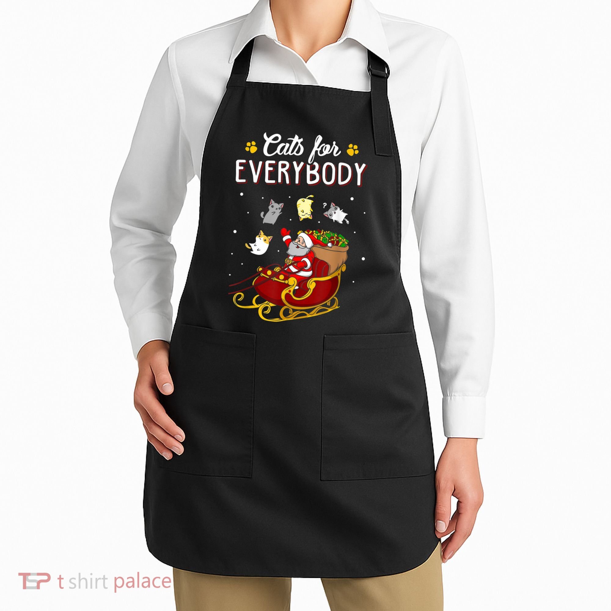 Cats For Everybody Ugly Christmas Cat Funny Xmas Apron