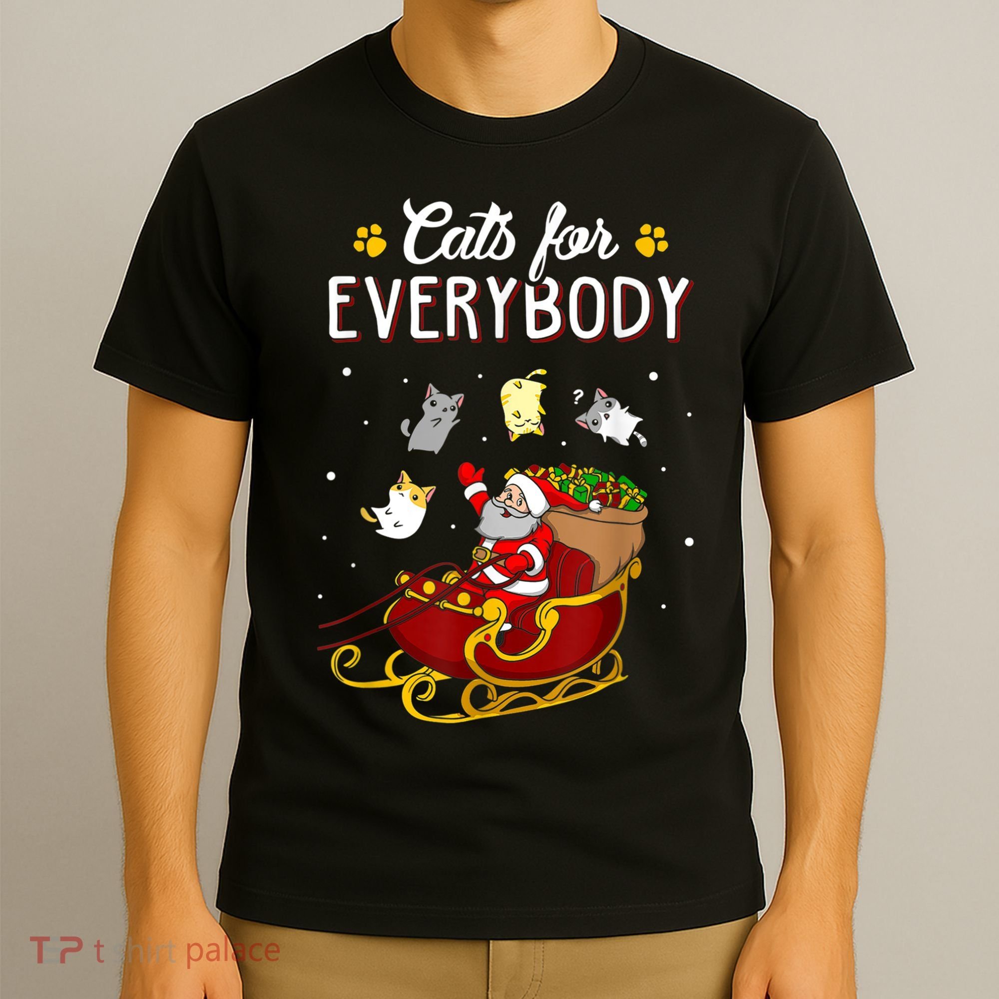 Cats For Everybody Ugly Christmas Cat Funny Xmas T-Shirt