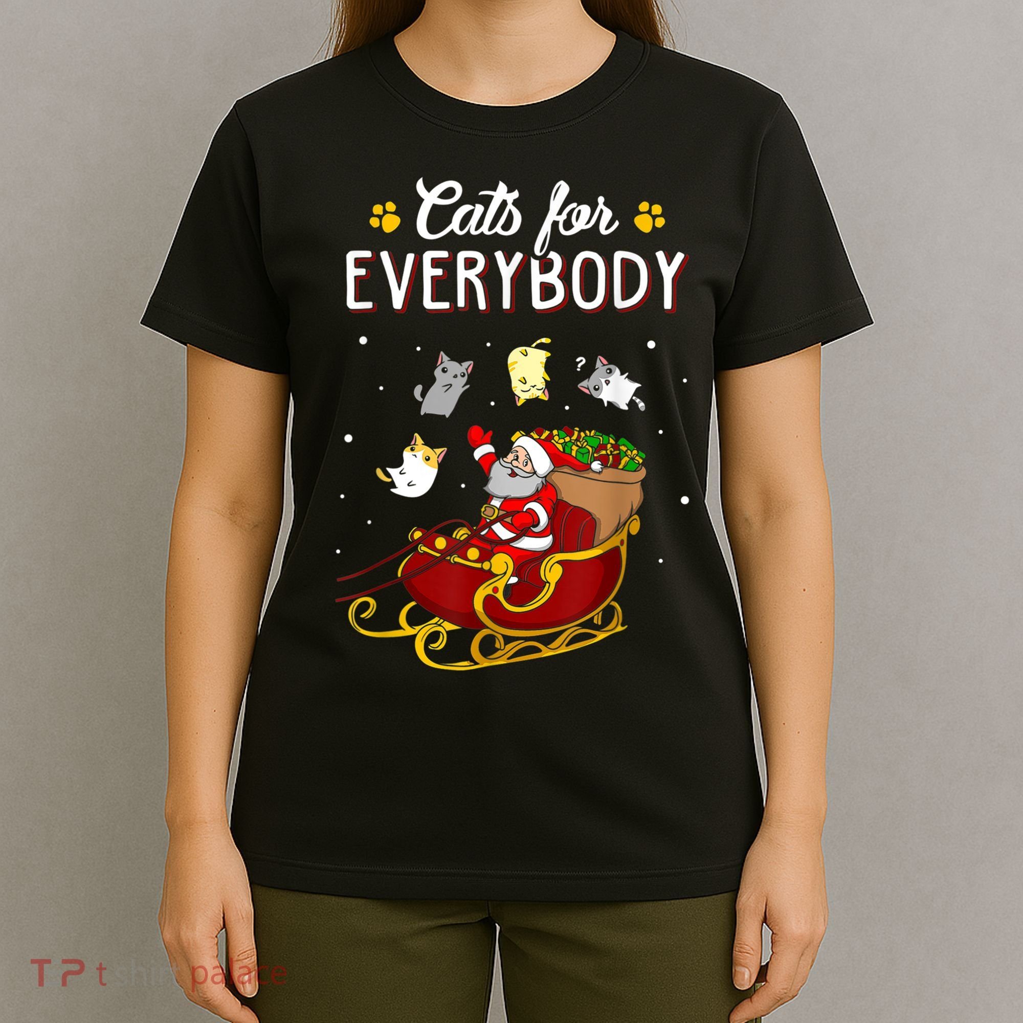 Cats For Everybody Ugly Christmas Cat Funny Xmas T-Shirt