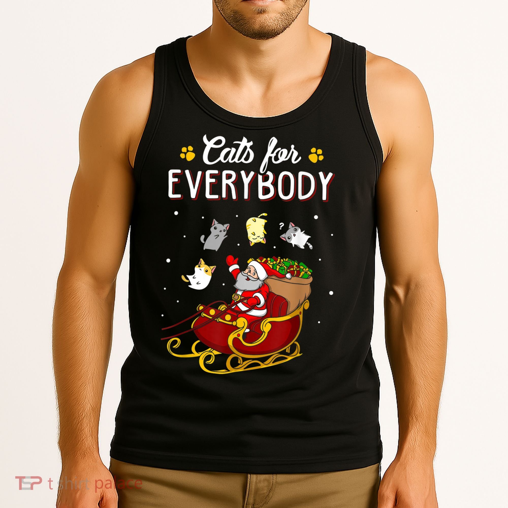 Cats For Everybody Ugly Christmas Cat Funny Xmas Tank Top