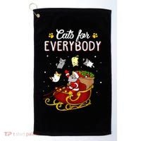 Cats For Everybody Ugly Christmas Cat Funny Xmas Golf Towel thumb 0