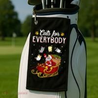 Cats For Everybody Ugly Christmas Cat Funny Xmas Golf Towel thumb 2