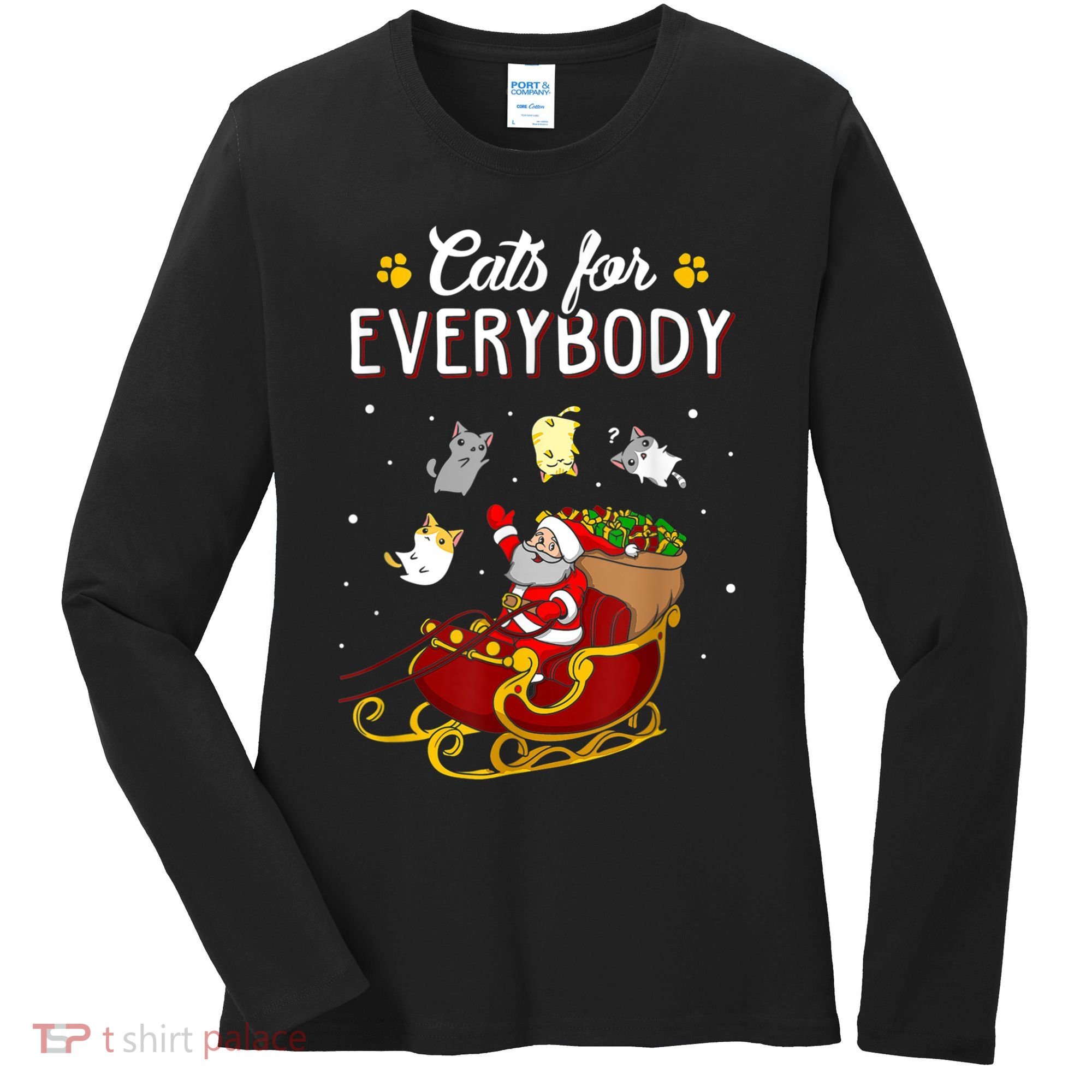 Cats For Everybody Ugly Christmas Cat Funny Xmas Women's Long Sleeve Shirt