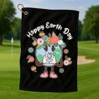 Cute Flower Floral Happy Earth Day Golf Towel thumb 1