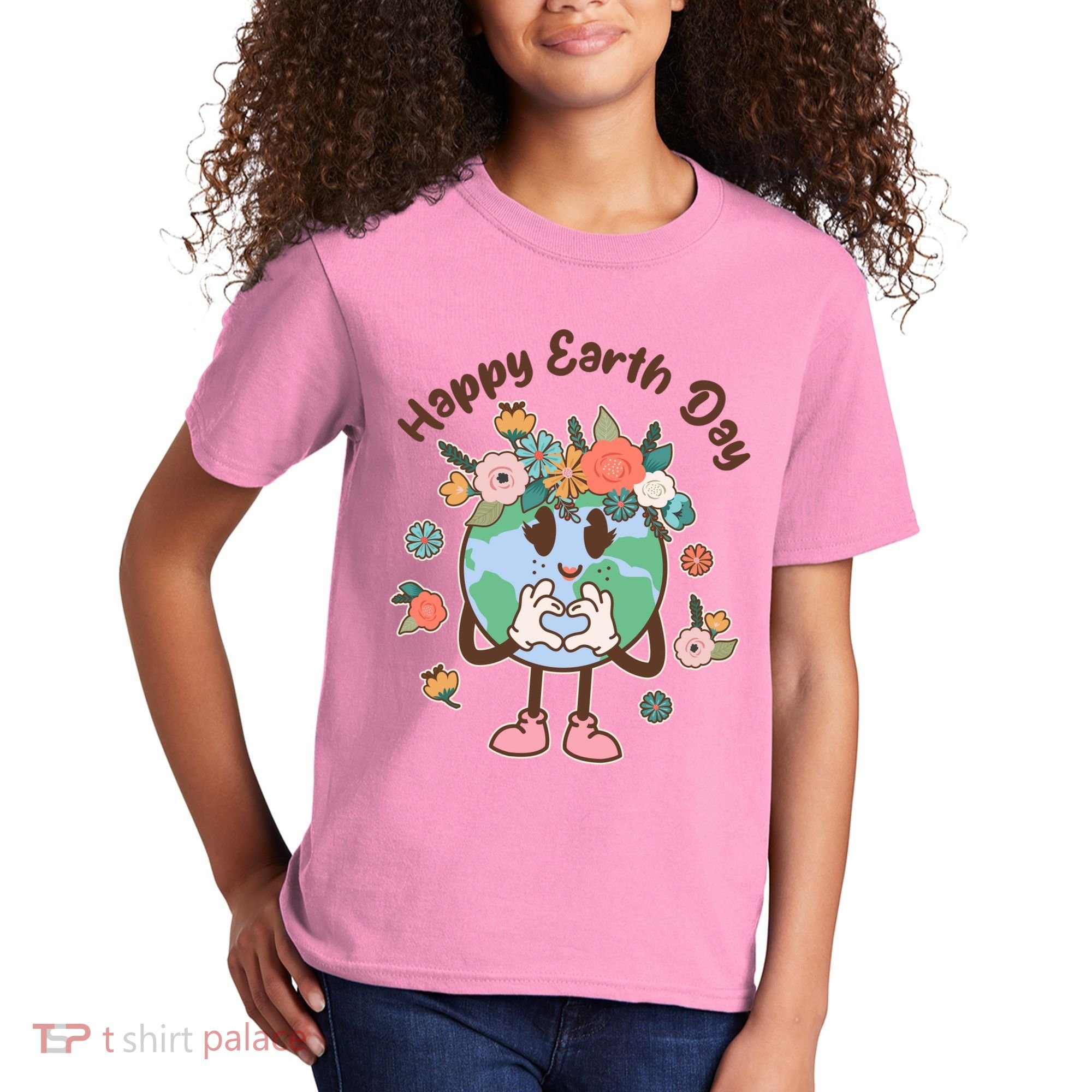 Cute Flower Floral Happy Earth Day Kids T-Shirt
