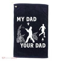 Captain Firefighter Father Funny Fireman Dad My Dad Your Dad Golf Towel thumb 0