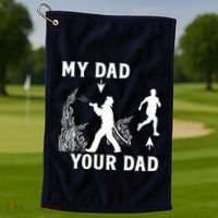 Captain Firefighter Father Funny Fireman Dad My Dad Your Dad Golf Towel thumb 1
