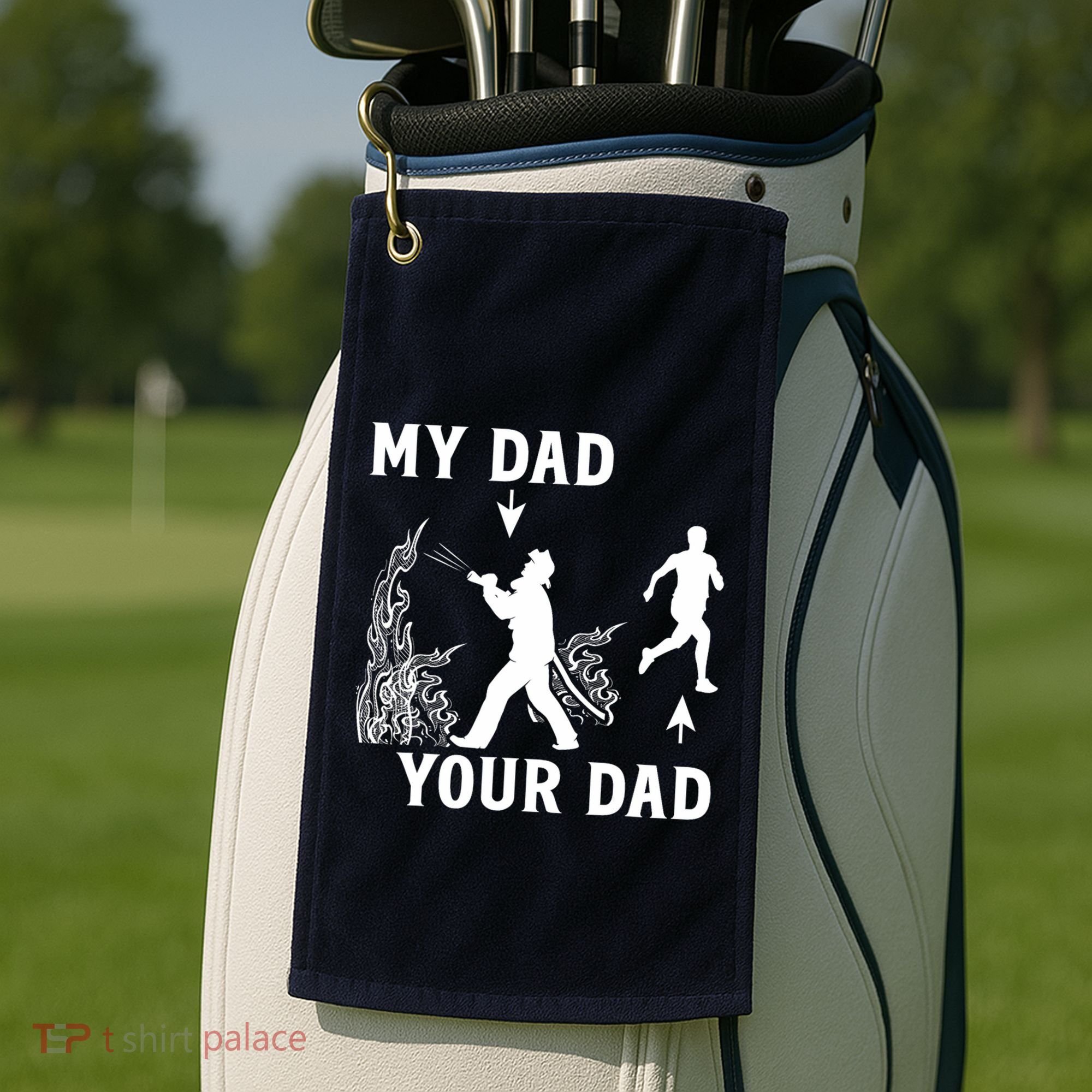 Captain Firefighter Father Funny Fireman Dad My Dad Your Dad Golf Towel
