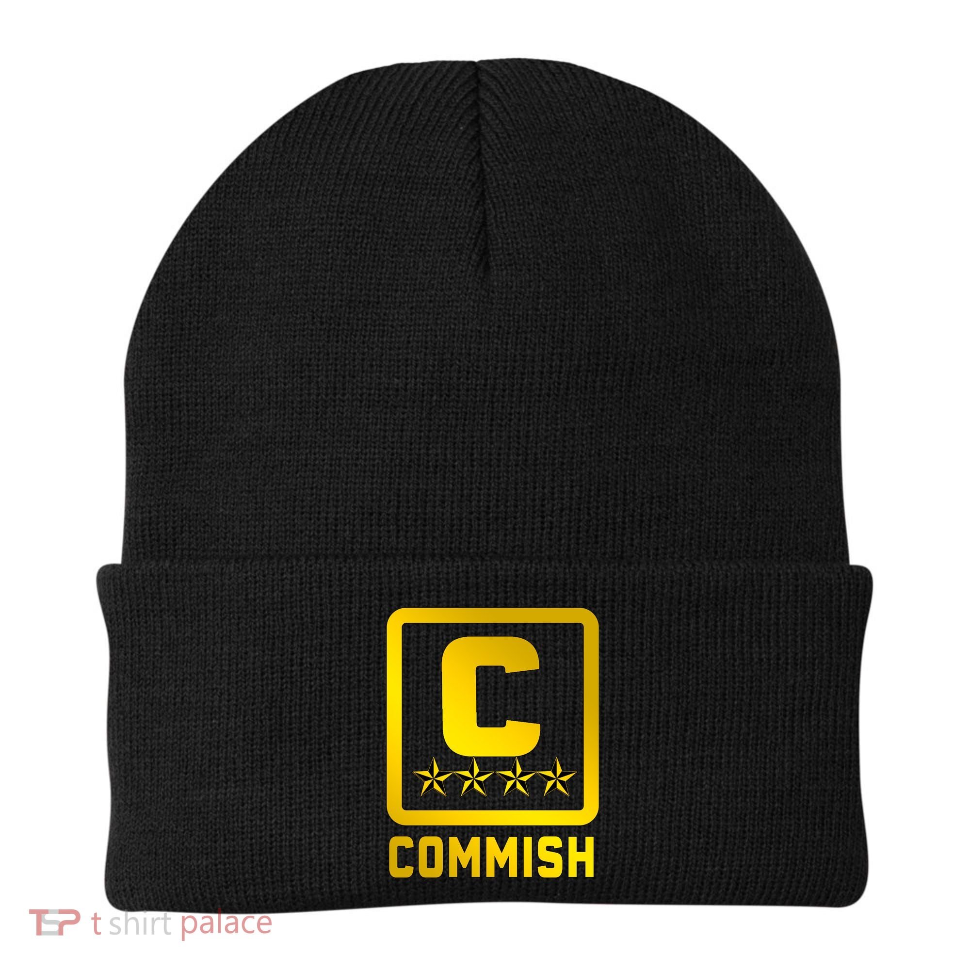 Commish Fantasy Football Logo Back And Front Pocket Logo Beanie