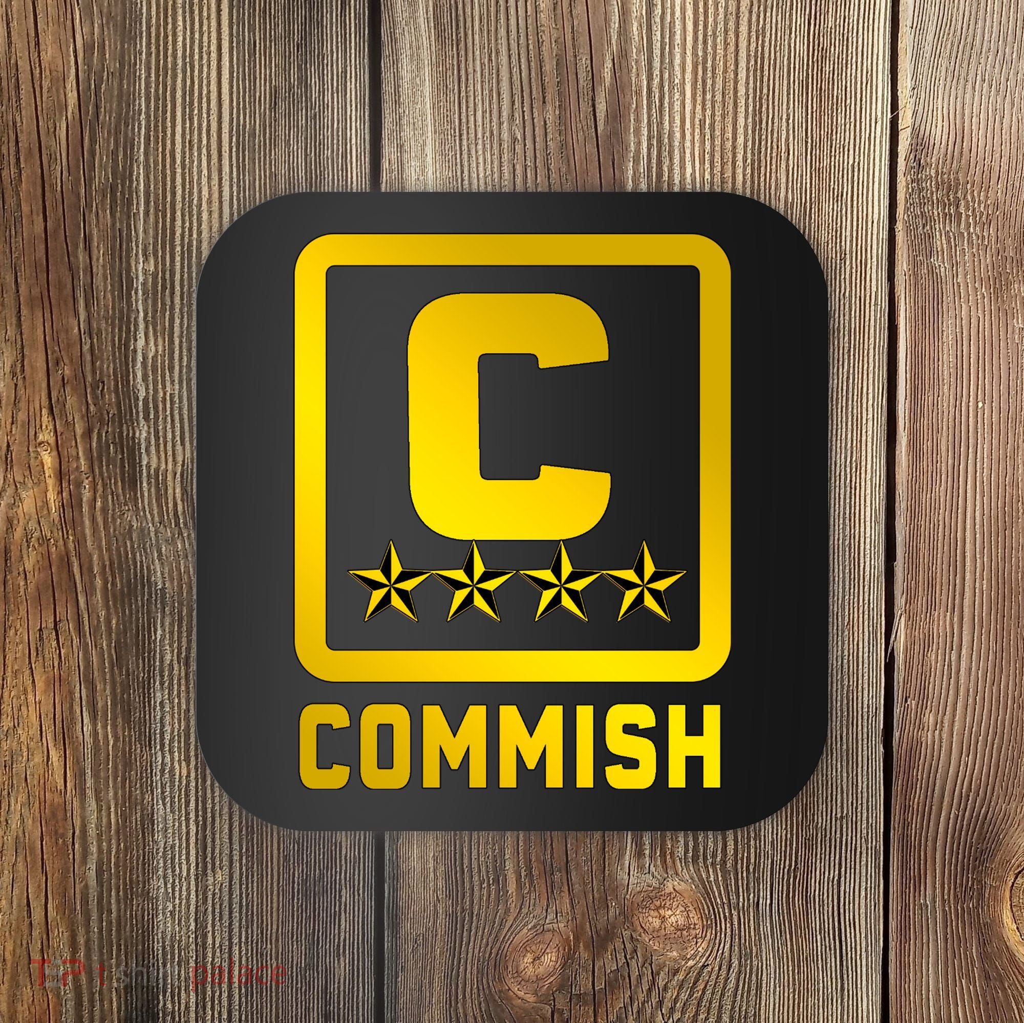 Commish Fantasy Football Logo Back And Front Pocket Logo Coaster