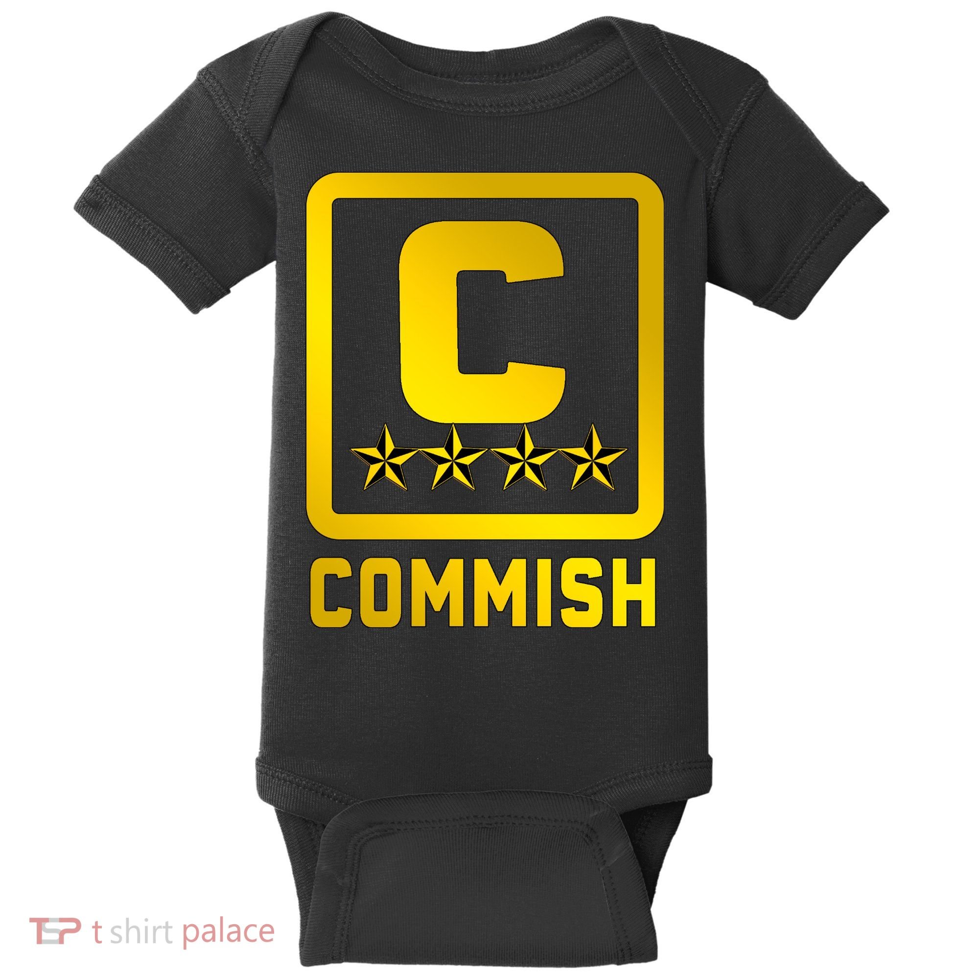 Commish Fantasy Football Logo Back And Front Pocket Logo Baby Bodysuit