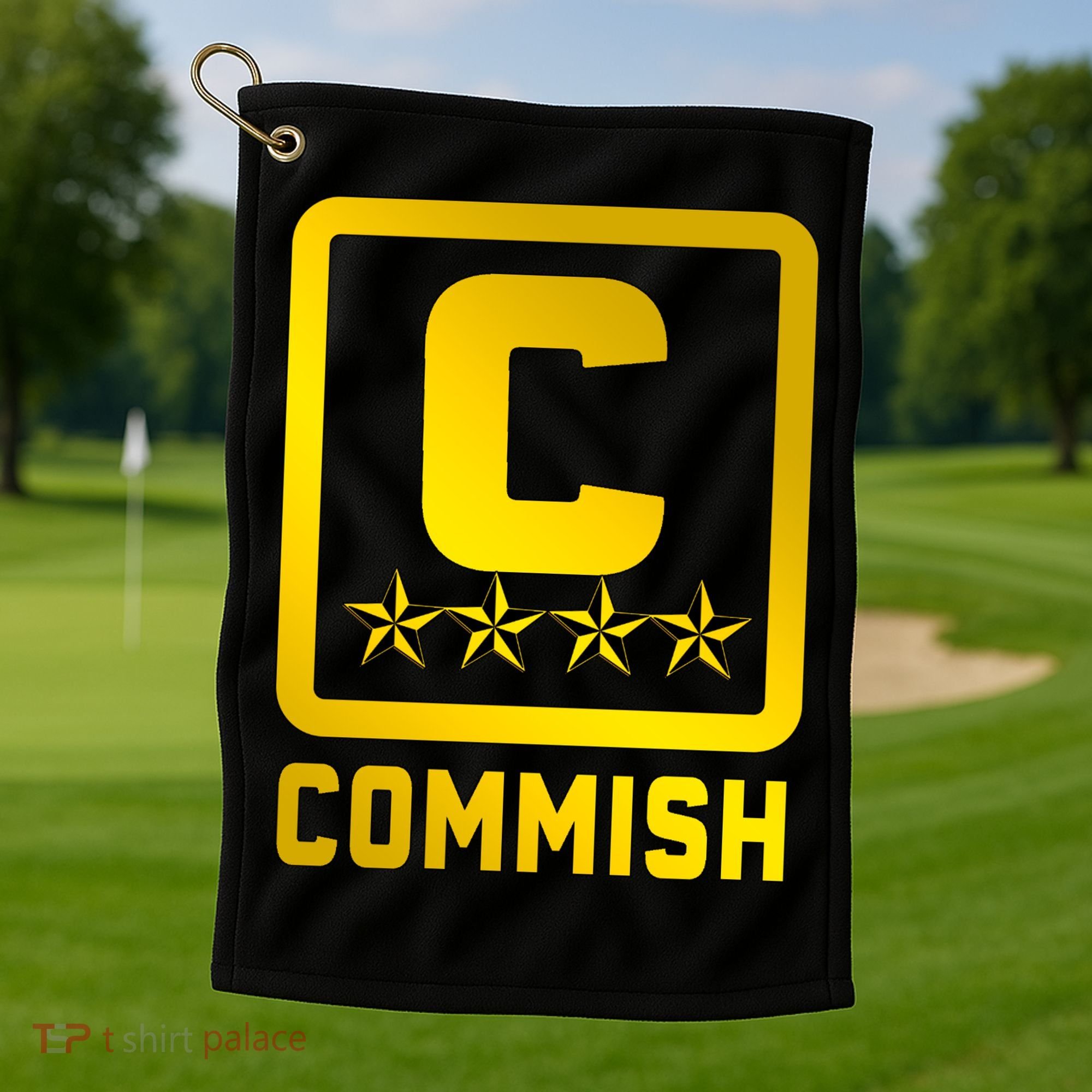 Commish Fantasy Football Logo Back And Front Pocket Logo Golf Towel