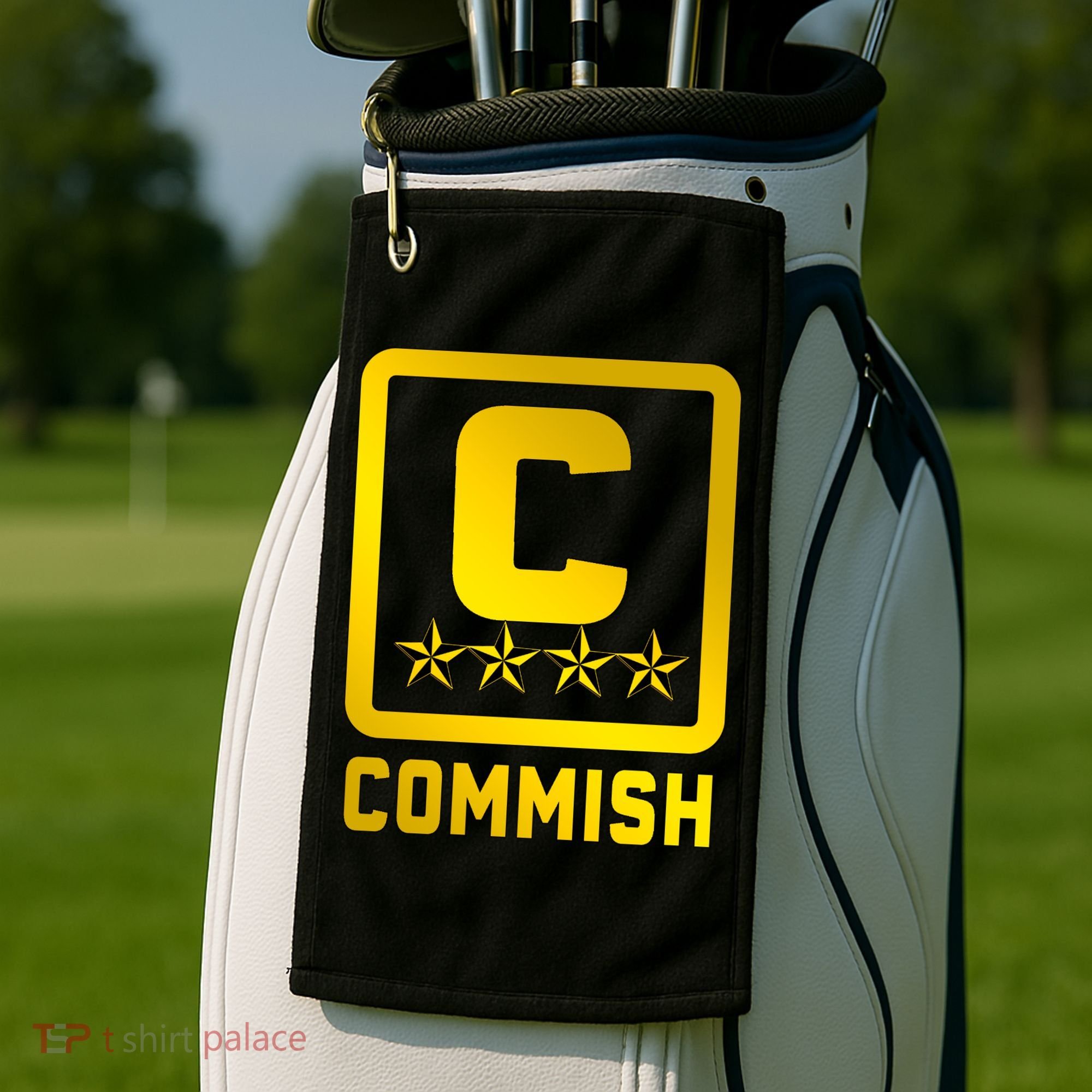 Commish Fantasy Football Logo Back And Front Pocket Logo Golf Towel